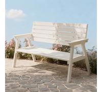 Baodiale Banc de Jardin en Bois d'extérieur pour 2 Personnes, en Bois Massif, avec accoudoirs et Dossier, Banc de Parc pour Patio, Jardin ou Porche - capacité de 360 kg