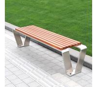 Baodiale Banc de Jardin en Bois Massif avec Cadre en Acier Inoxydable, pour terrasse, Porche, Piscine, Cour et Balcon.