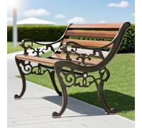 Baodiale Banc de Jardin en métal avec Dossier et accoudoirs, Cadre en Alliage Robuste pour terrasse, Cour, Porche, entrée