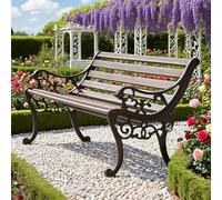 Baodiale Banc de Parc extérieur en Bois et Aluminium moulé, 2 ou 3 Places, résistant aux intempéries, pour Porche, Jardin, Bord de Piscine et arrière-Cour