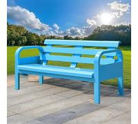 Baodiale Banc de Patio extérieur en Acier avec Dossier incurvé et accoudoirs, Banc de Parc pour extérieur, véranda, Balcon - Bleu