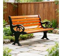 Baodiale Banc de Porche Avant en métal en métal Soild Banc de Jardin en Bois avec Dossier, siège d'amour en Bois pour Le Parc, Cour.