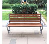 Baodiale Banc d'extérieur avec accoudoirs et Dossier incurvés, Cadre Robuste en Aluminium moulé et siège en Bois Plastique, Banc de Jardin pour Parc, Porche, arrière-Cour et terrasse