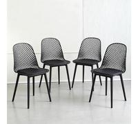 Baodiale Chaise de Salle à Manger de Style Moderne, Chaise Longue en Plastique de Style Mid-Century Modern for Cuisine, Salle à Manger, Chambre, Salon, Ensemble de 4 chaises d'appoint(Black)