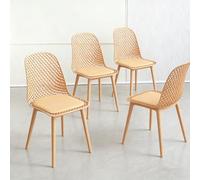 Baodiale Chaise de Salle à Manger de Style Moderne, Chaise Longue en Plastique de Style Mid-Century Modern for Cuisine, Salle à Manger, Chambre, Salon, Ensemble de 4 chaises d'appoint(Yellow)