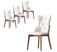 Baodiale Country Dining Chairs Set of 4, Wooden Dining Chair with PU Leather Upholstered Seat, Solid Wood Legs & Frame, Farmhouse Kitchen & Living Room Chairs(White)