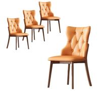 Baodiale Country Dining Chairs Set of 4, Wooden Dining Chair with PU Leather Upholstered Seat, Solid Wood Legs & Frame, Farmhouse Kitchen & Living Room Chairs(Orange)