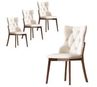 Baodiale Country Dining Chairs Set of 4, Wooden Dining Chair with PU Leather Upholstered Seat, Solid Wood Legs & Frame, Farmhouse Kitchen & Living Room Chairs(Light Khaki)