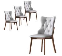 Baodiale Country Dining Chairs Set of 4, Wooden Dining Chair with PU Leather Upholstered Seat, Solid Wood Legs & Frame, Farmhouse Kitchen & Living Room Chairs(Gray)
