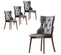 Baodiale Country Dining Chairs Set of 4, Wooden Dining Chair with PU Leather Upholstered Seat, Solid Wood Legs & Frame, Farmhouse Kitchen & Living Room Chairs(Black)