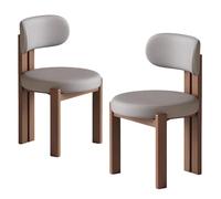 Baodiale Ensemble de 2 chaises de Salle à Manger en Similicuir avec Pieds en Bois Massif et Assise rembourrée, for Salle à Manger, Cuisine ou Salon.(Lightgray)