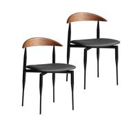 Baodiale Ensemble de 2 chaises de Salle à Manger Modernes sans accoudoirs, chaises de Salle d'attente rembourrées en Cuir PU avec Dossier en Bois Massif et Pieds en métal for terrasse et café(A)