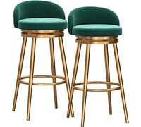 Baodiale Ensemble de 2 tabourets de Bar à Hauteur de comptoir, tabourets de Bar à Hauteur de comptoir avec Dossier, Ensemble de 2 tabourets de Bar pivotants en Velours avec Pieds en métal plaqué Or
