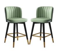 Baodiale Ensemble de 2 tabourets de Bar à Hauteur de comptoir, tabourets de Bar à Surface en PU rotatifs à 360 °, Tabouret Haut avec Dossier rembourré et Repose-Pieds doré, chaises de Salle à Manger