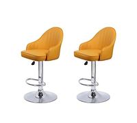 Baodiale Ensemble de 2 tabourets de Bar pivotants à 360° avec Dossier et Repose-Pieds, en Cuir, Hauteur réglable, pour comptoir ou îlot de Cuisine.