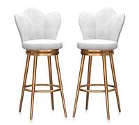 Baodiale Ensemble de 2 tabourets de Bar pivotants à Hauteur de comptoir pour îlot de Cuisine, revêtus de Velours, avec Dossier et Repose-Pieds. Montage Facile.