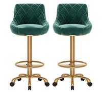 Baodiale Ensemble de 2 tabourets de Bar pivotants, tabourets de Bar à Hauteur de comptoir for îlot de Cuisine, chaises de Bar rembourrées en Velours avec Pieds en métal for Cuisine(Green,65-80cm)