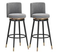 Baodiale Ensemble de 2 tabourets de Bar Ronds à Assise en Velours Noir, chaises de Bar for Cuisine, Salle à Manger ou îlot de Cuisine.