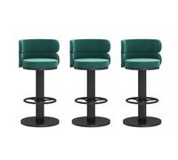 Baodiale Ensemble de 3 tabourets de Bar Confortables en Velours, Hauteur comptoir, avec Dossier et Repose-Pieds. Tabourets de Bar rembourrés et réglables pour Bar, Cuisine ou Salle à Manger.