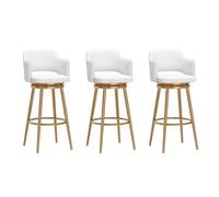 Baodiale Ensemble de 3 tabourets de Bar en Velours, Hauteur comptoir, avec Repose-Pieds et Dossier pivotant à 360°, pour îlot de Cuisine, Bar, Salle à Manger ou café.