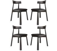 Baodiale Ensemble de 4 chaises de Salle à Manger en Bois, Assise rembourrée en Similicuir, Structure en Bois Massif et Dossier incurvé, for Salle à Manger et Restaurant.(Black)