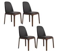 Baodiale Ensemble de 4 chaises de Salle à Manger en Bois Massif, chaises de Salle à Manger en Similicuir, chaises de Cuisine en Bois Naturel, Chaise d'appoint de Style campagnard(Black)