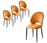 Baodiale Ensemble de 4 chaises de Salle à Manger Modernes, chaises de Cuisine rembourrées en Velours avec Pieds en métal Noir for Salon, Chambre, Cuisine(Orange)