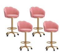 Baodiale Ensemble de 4 tabourets de Bar pivotants et réglables, revêtus de Velours, avec Dossier, for îlot de Cuisine ou pub.