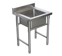 Baodiale Évier de garage avec dosseret haut, évier en acier inoxydable avec pieds, évier à main pour garage restaurant cuisine extérieur, bol unique
