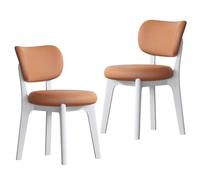 Baodiale Faux Leather Dining Chairs Set of 2, Armless Kitchen Chairs with Comfy Back, Solid Wood Frame & Upholstered Cushion for Living Room, Cafe and Restaurant(Orange4)