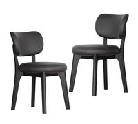 Baodiale Faux Leather Dining Chairs Set of 2, Armless Kitchen Chairs with Comfy Back, Solid Wood Frame & Upholstered Cushion for Living Room, Cafe and Restaurant(Black)