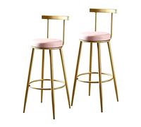 Baodiale Lot de 2 tabourets de Bar de Cuisine pour Petit-déjeuner, Chaise de Bar en Cuir PU avec Dossier et Pieds en métal doré, chaises d'îlot de Ferme pour Cuisine, Restaurant, Bar
