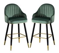 Baodiale Lot de 2 tabourets de Bar Nordiques à Hauteur de comptoir, chaises de Bar rembourrées en Velours, tabourets Hauts de Cuisine, Pieds en métal, Chaise de Salle à Manger pour Le Petit-déjeuner