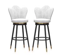 Baodiale Lot de 2 tabourets de Bar pivotants à Hauteur de comptoir pour Cuisine de pub, tabourets de Bar de Cuisine de 65 cm avec Dossier, revêtement en Velours, Pieds en métal,
