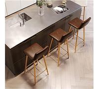 Baodiale Lot de 3 tabourets de Bar en Cuir PU pour comptoir de Cuisine, chaises de Bar, tabourets Hauts avec Pieds en métal et Repose-Pieds pour îlot de Cuisine/Marron
