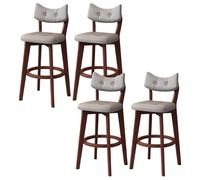 Baodiale Lot de 4 tabourets de Bar du Milieu du siècle, tabourets de Bar en Simili Cuir avec Dossier, Pieds en Bois, chaises de Bar sans accoudoirs for îlot de Cuisine, Salle à Manger