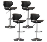 Baodiale Lot de 4 tabourets de Bar pivotants à Hauteur de comptoir, rembourrés en Cuir avec Repose-Pieds arrière, Pieds en métal for îlot de Cuisine, Salle à Manger