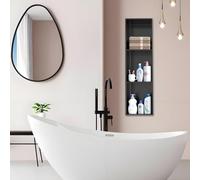 Baodiale Luxury Matte Black Shower Niche with LED Light, 304 Stainless Steel Recessed Bathroom Wall Niche, Storage Organizer for Home Spa, Hotel, Bathroom Renovation