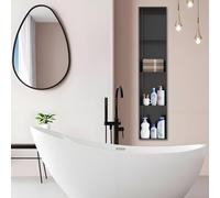 Baodiale Luxury Matte Black Shower Niche with LED Light, 304 Stainless Steel Recessed Bathroom Wall Niche, Storage Organizer for Home Spa, Hotel, Bathroom Renovation