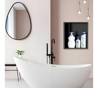 Baodiale Luxury Matte Black Shower Niche with LED Light, 304 Stainless Steel Recessed Bathroom Wall Niche, Storage Organizer for Home Spa, Hotel, Bathroom Renovation