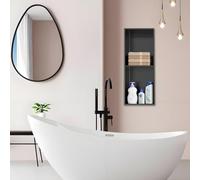 Baodiale Luxury Matte Black Shower Niche with LED Light, 304 Stainless Steel Recessed Bathroom Wall Niche, Storage Organizer for Home Spa, Hotel, Bathroom Renovation