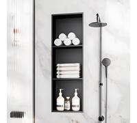 Baodiale Niche de Douche en Acier Inoxydable 304, Niche de Salle de Bain encastrée Noir Mat, étagère de Rangement de Douche for shampoing et Articles de Toilette