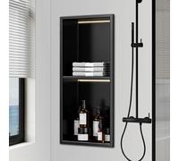 Baodiale Niche de Douche encastrée Peu encombrante, Niche Murale en Acier Inoxydable 304 Noir Mat, étagère de Douche encastrée for Petite Salle de Bain et rénovation d'appartement