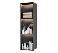 Baodiale Niche de Douche Noire Mate, Niche de Salle de Bain encastrée en Acier Inoxydable 304, Organisateur de Douche for Usage Domestique et Commercial