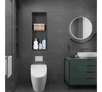 Baodiale Niche de Douche Robuste en Acier Inoxydable 304, Niche Murale encastrée Noir Mat, Rangement de Douche for la rénovation Domestique et Commerciale