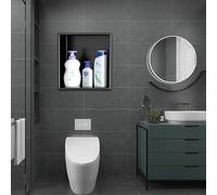 Baodiale Niche de Douche Robuste en Acier Inoxydable 304, Niche Murale encastrée Noir Mat, Rangement de Douche for la rénovation Domestique et Commerciale