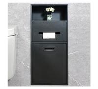 Baodiale Niche Murale de Douche encastrée en Acier Inoxydable avec étagère de Rangement intégrée pour shampoing et Produits de Toilette, Support Poubelle Noir, 30 x 66 x 14 cm / 11,81 x 25,98