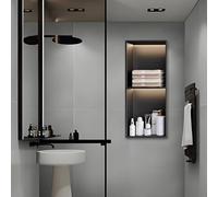 Baodiale Recessed Shower Niche with LED Light, 304 Stainless Steel Matte Black Bathroom Wall Niche, Multi-Tier Storage Shelves for Shower Renovation, Home & Commercial Use