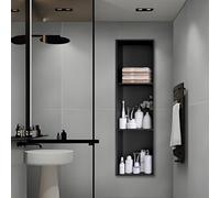 Baodiale Recessed Shower Niche with LED Light, 304 Stainless Steel Matte Black Bathroom Wall Niche, Multi-Tier Storage Shelves for Shower Renovation, Home & Commercial Use