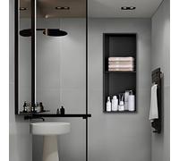 Baodiale Recessed Shower Niche with LED Light, 304 Stainless Steel Matte Black Bathroom Wall Niche, Multi-Tier Storage Shelves for Shower Renovation, Home & Commercial Use